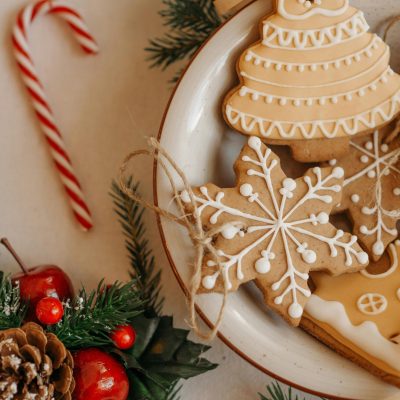 Christmas Cookies on White Ceramic Bowl